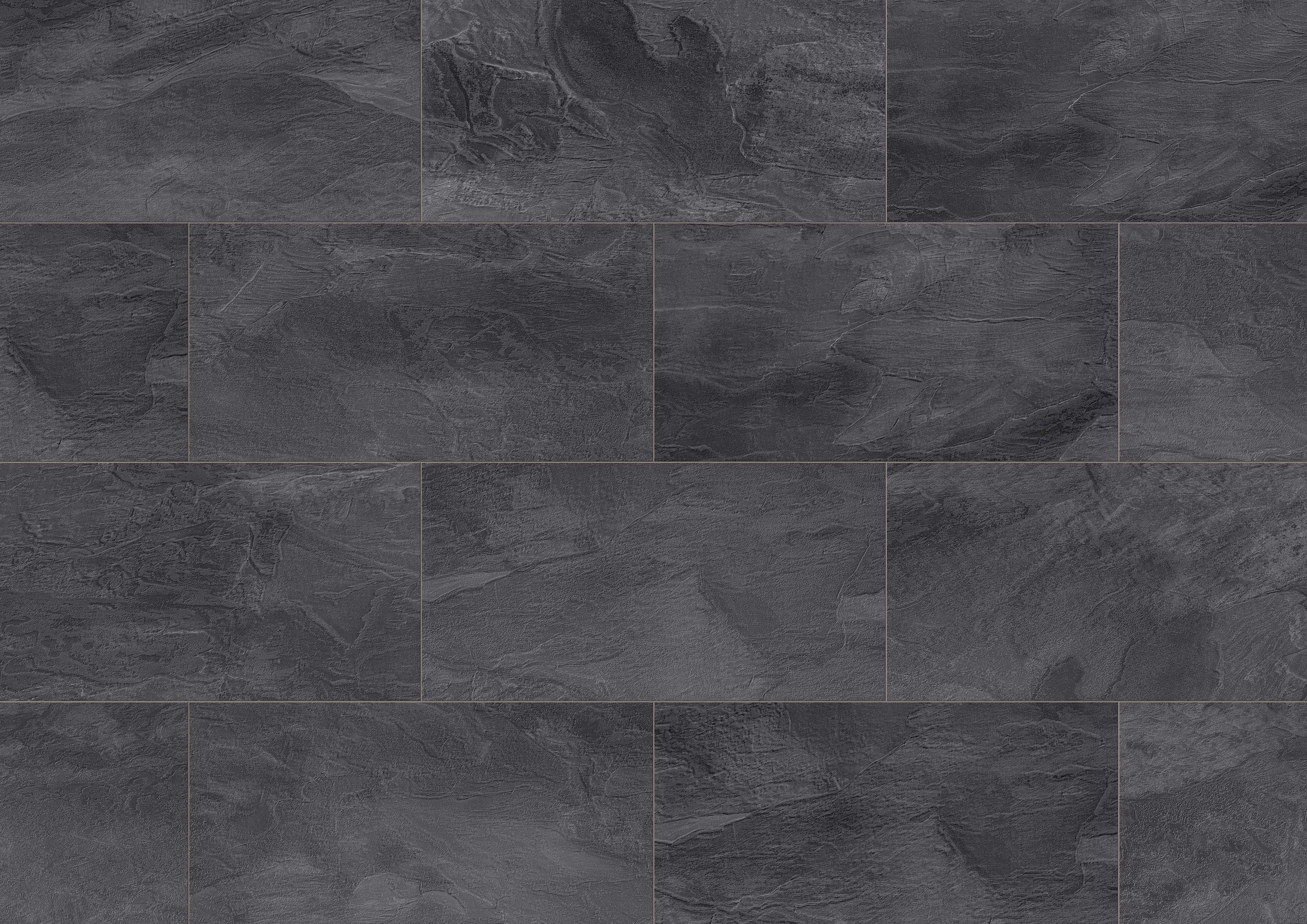 Nightfall Slate surface detail – elegant tile-look laminate with realistic stone-textured tile format