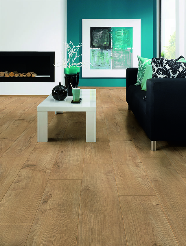 5985 Sherwood Oak floor installed in creative living room space – classic oak texture paired with artistic décor