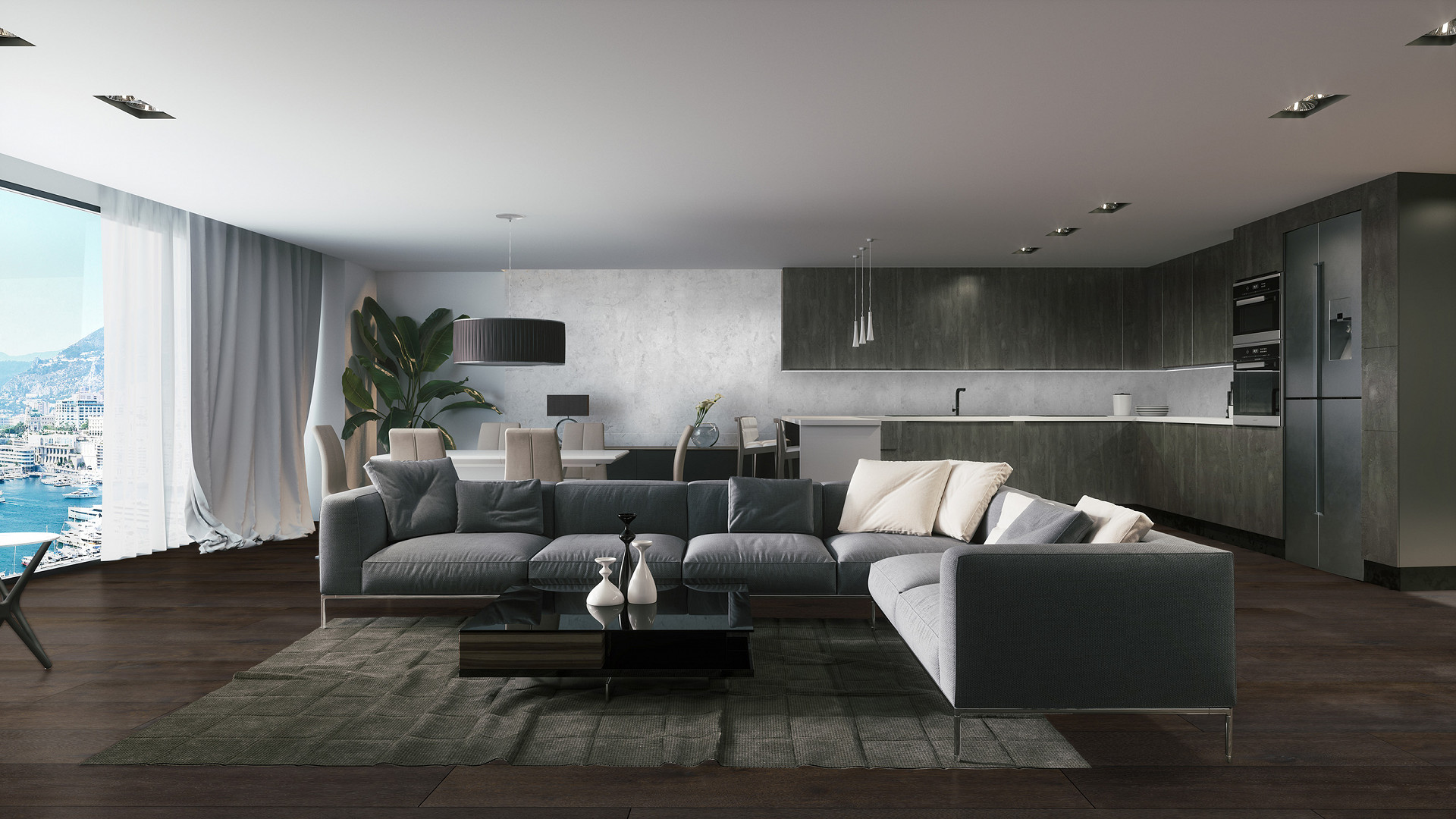 R064 Eboniza in a  in a dramatic dark-toned living room