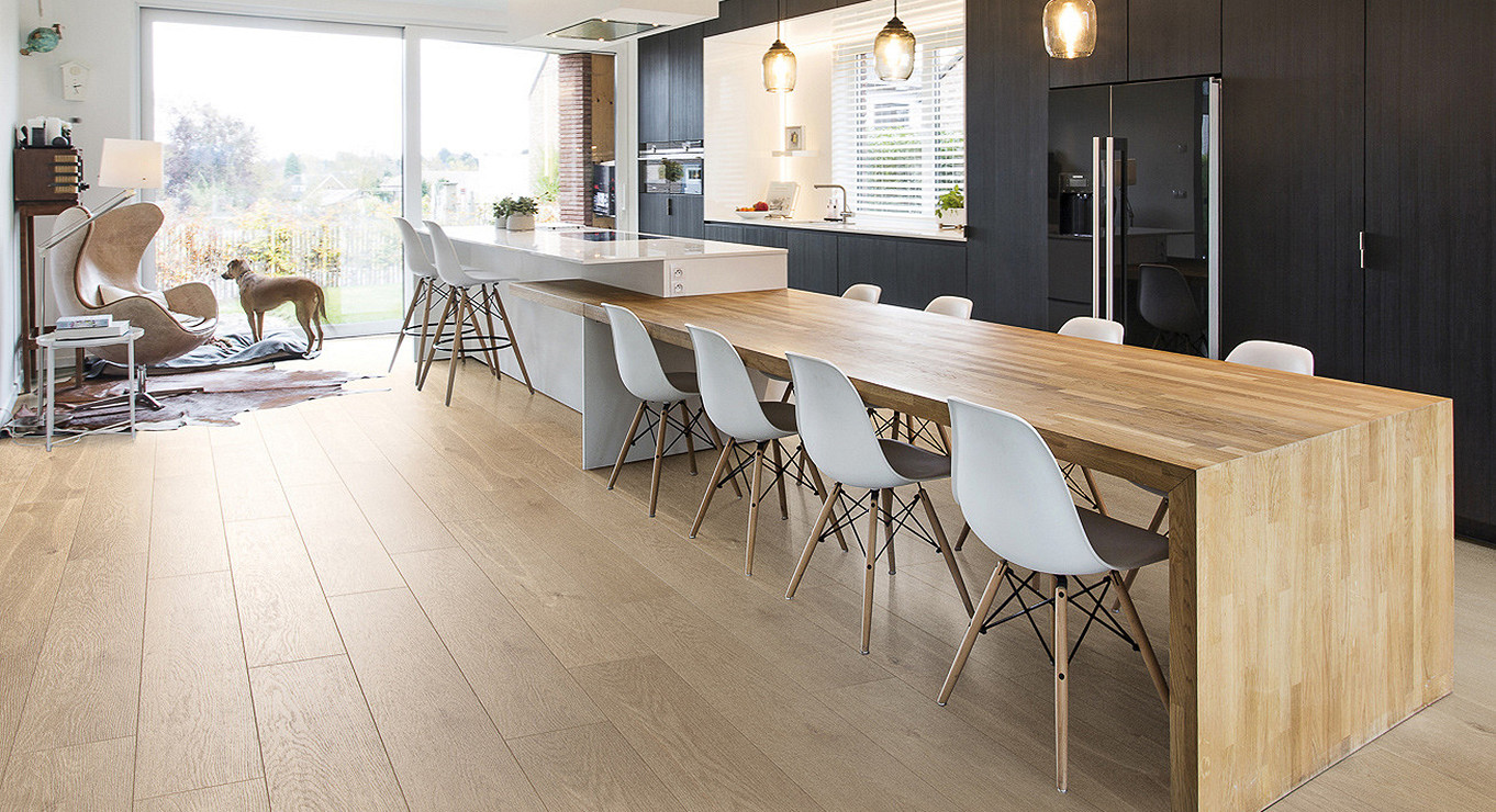 Durable and stylish R065 ROCKO 5+1 SPC flooring in a large pet-friendly living space