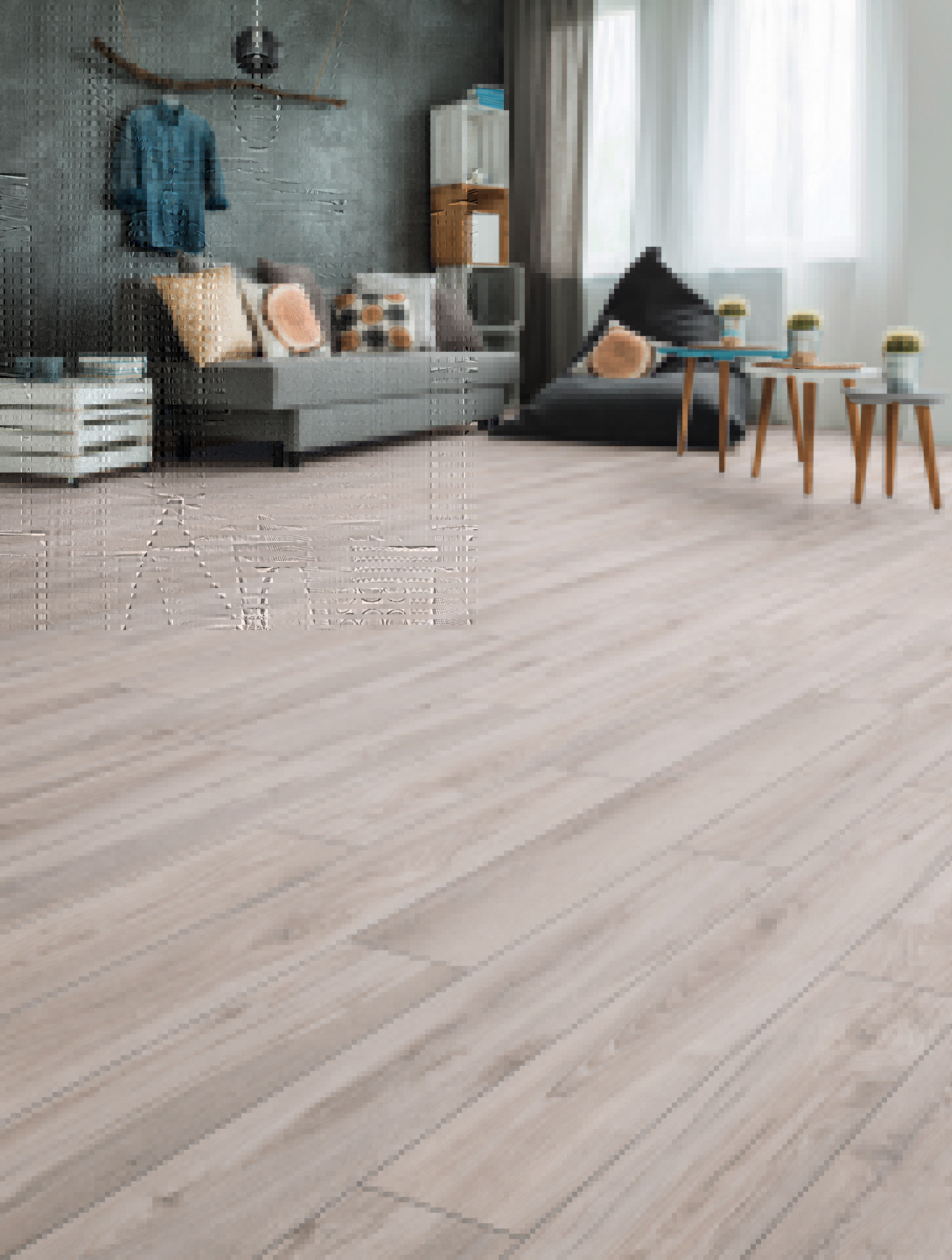 Living room photograph illustrates how the Laminate Flooring K418 Longbow Oak enhances the space