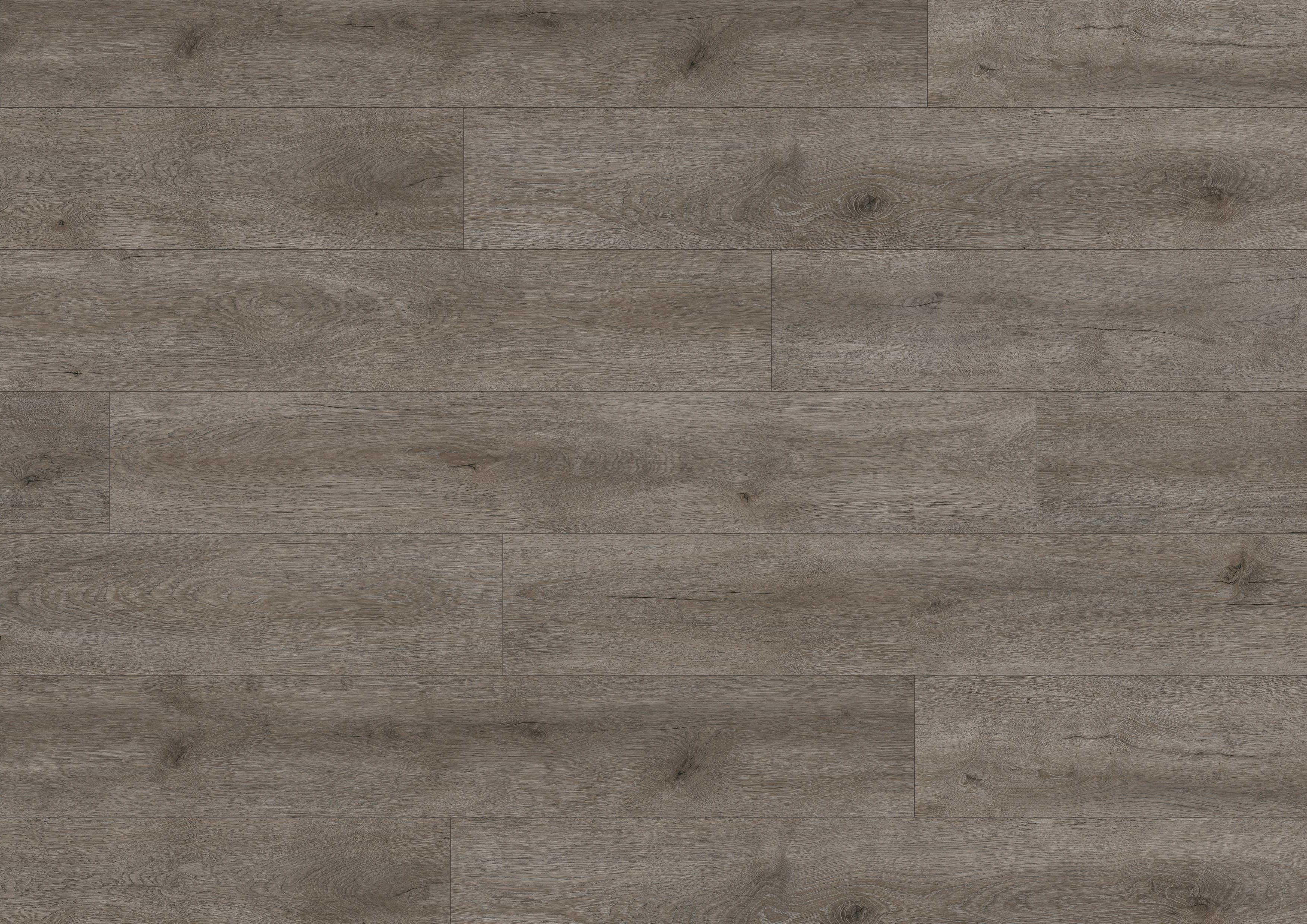 Close-up of K642 Flint Monticello Oak laminate flooring with dark grey tones and synchronized wood grain from Super Natural Classic® collection