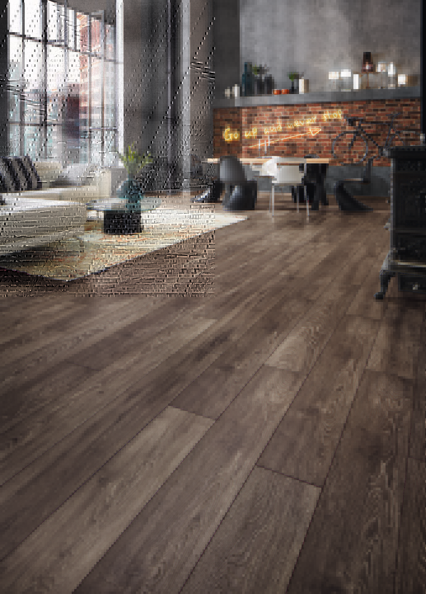 K233 Earthen Oak MORE!' flooring enhancing a cozy living room inviting atmosphere with its earthy oak 