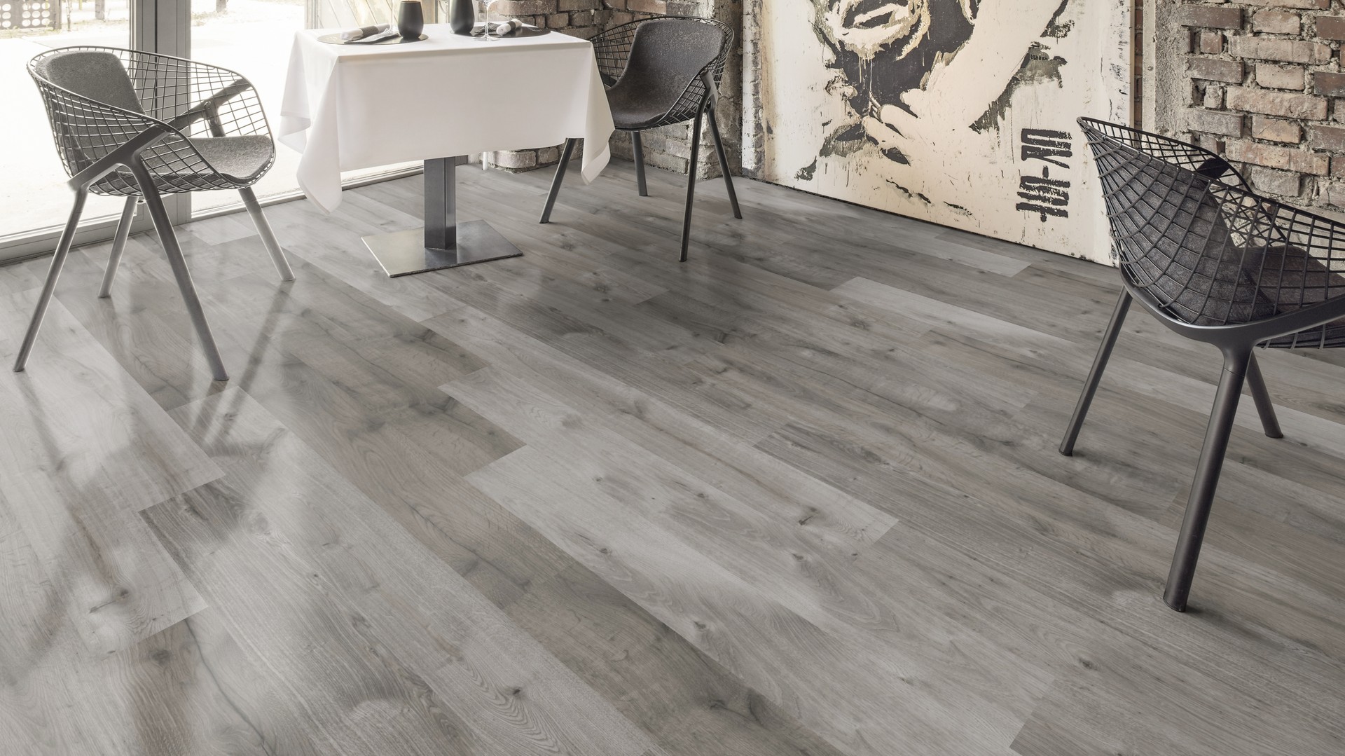 Oak Uptown is a modern oak decor in the grey range that has elegance in its gloss finish