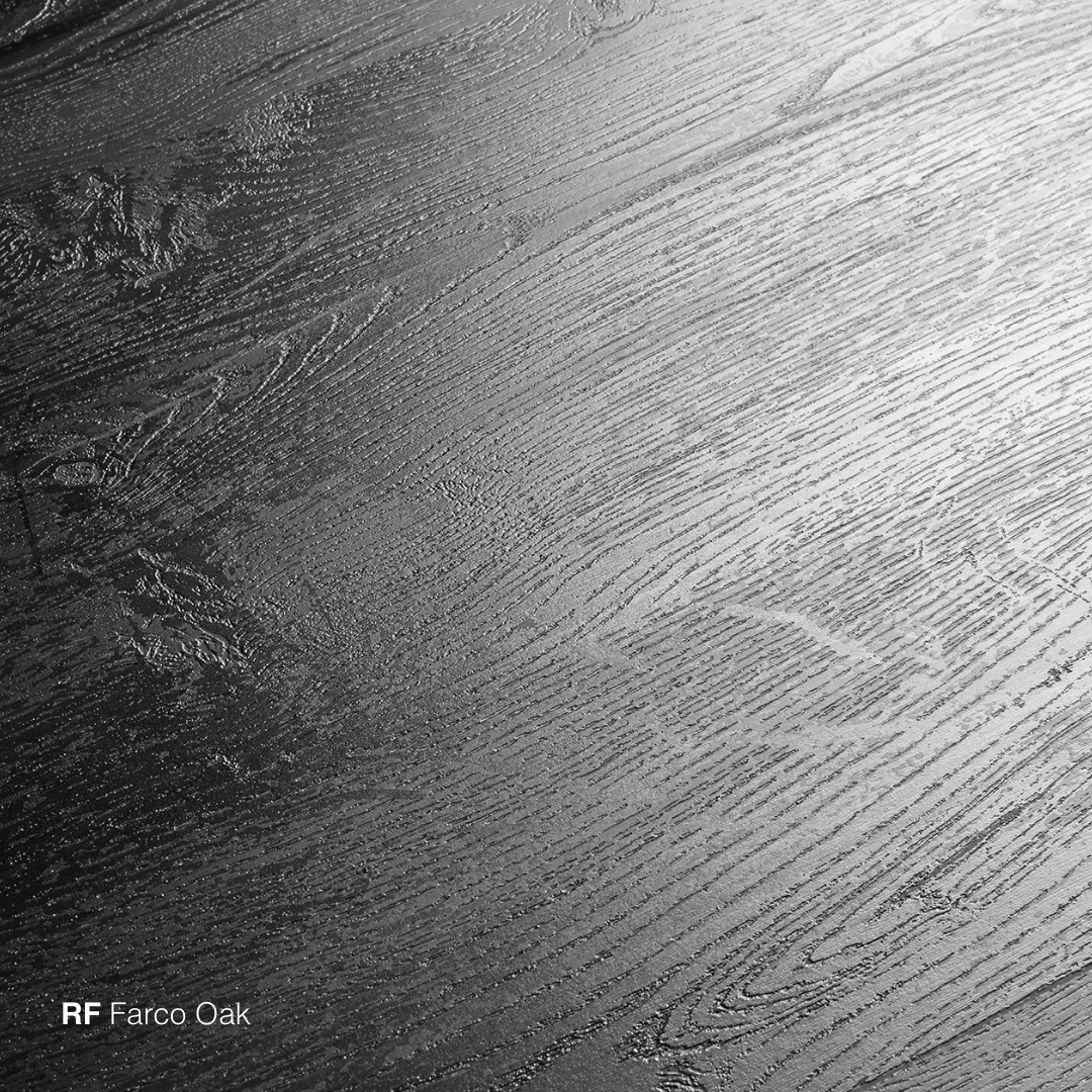 A black and white photo of Laminate Farco Oak textured surface.