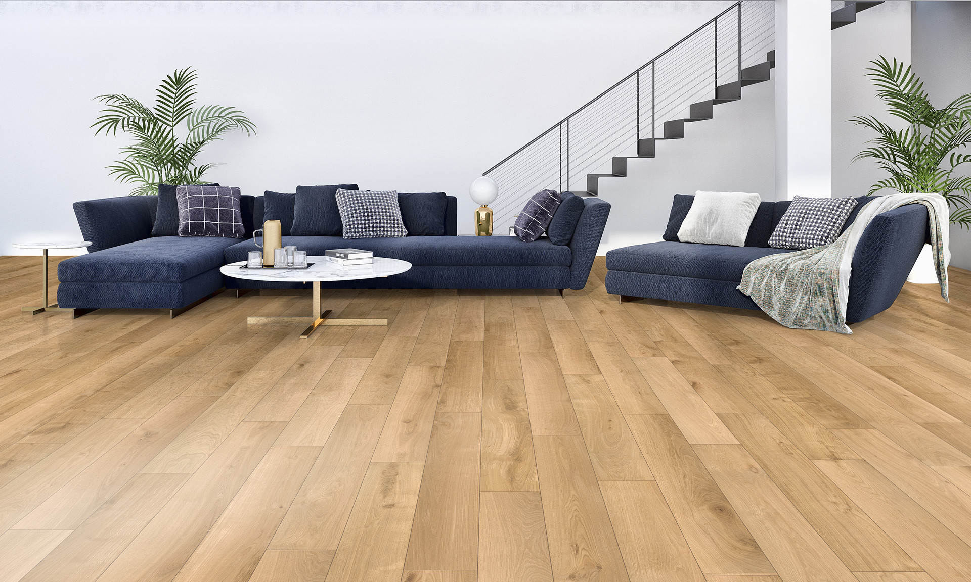 R073 Scandipure features a warm palette of yellow shades on a standard plank that recreates the wooden grain