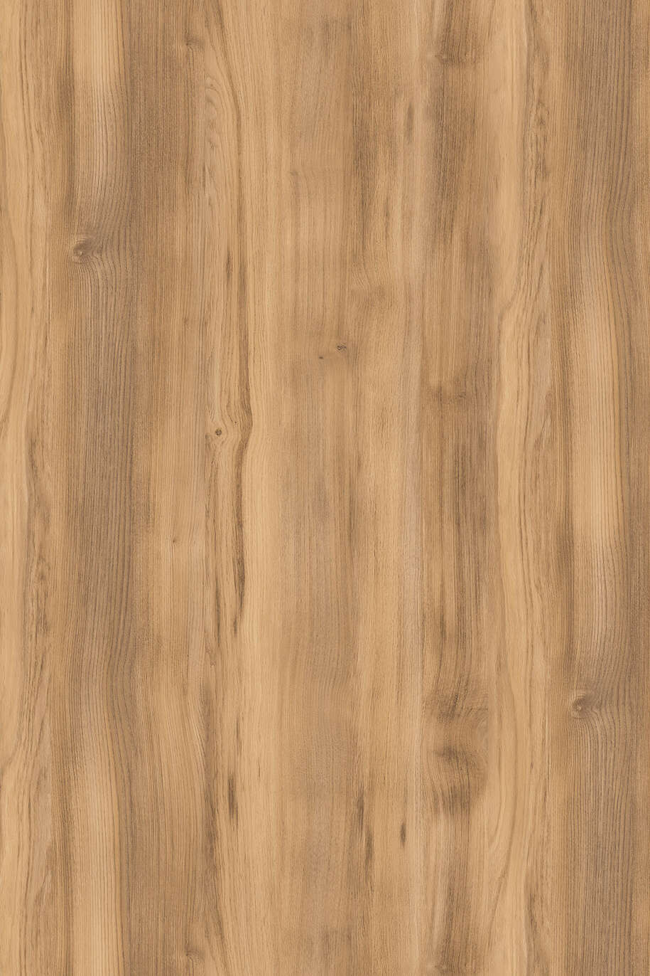 Sample of K535 Gold Baroque Oak, a medium-finish particle board with gold detailing.