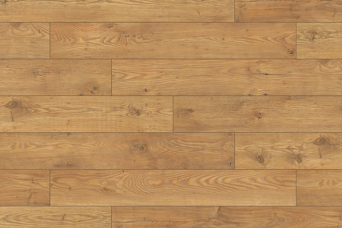 Top view of Tawny Chestnut KronoOriginal laminate flooring planks with warm rustic tones and embossed wood texture
